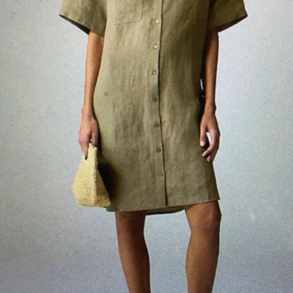J.Crew Utility Shirtdress in Linen Natural/Khaki M NWOT